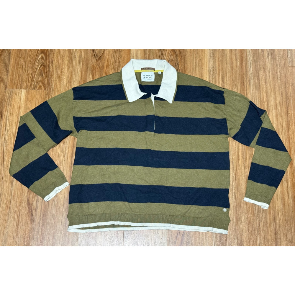Scotch & Soda Amsterdam Women’s Striped Rugby Polo Sweater - Size L